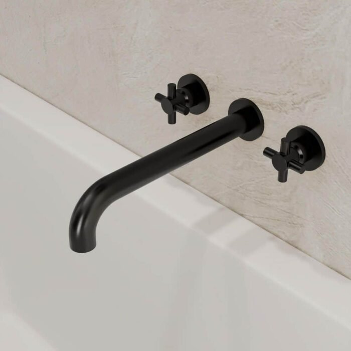 Vintage 2-Handle Wall Mount Roman Tub Faucet in Matte Black 2.5 GPM (Valve Included)