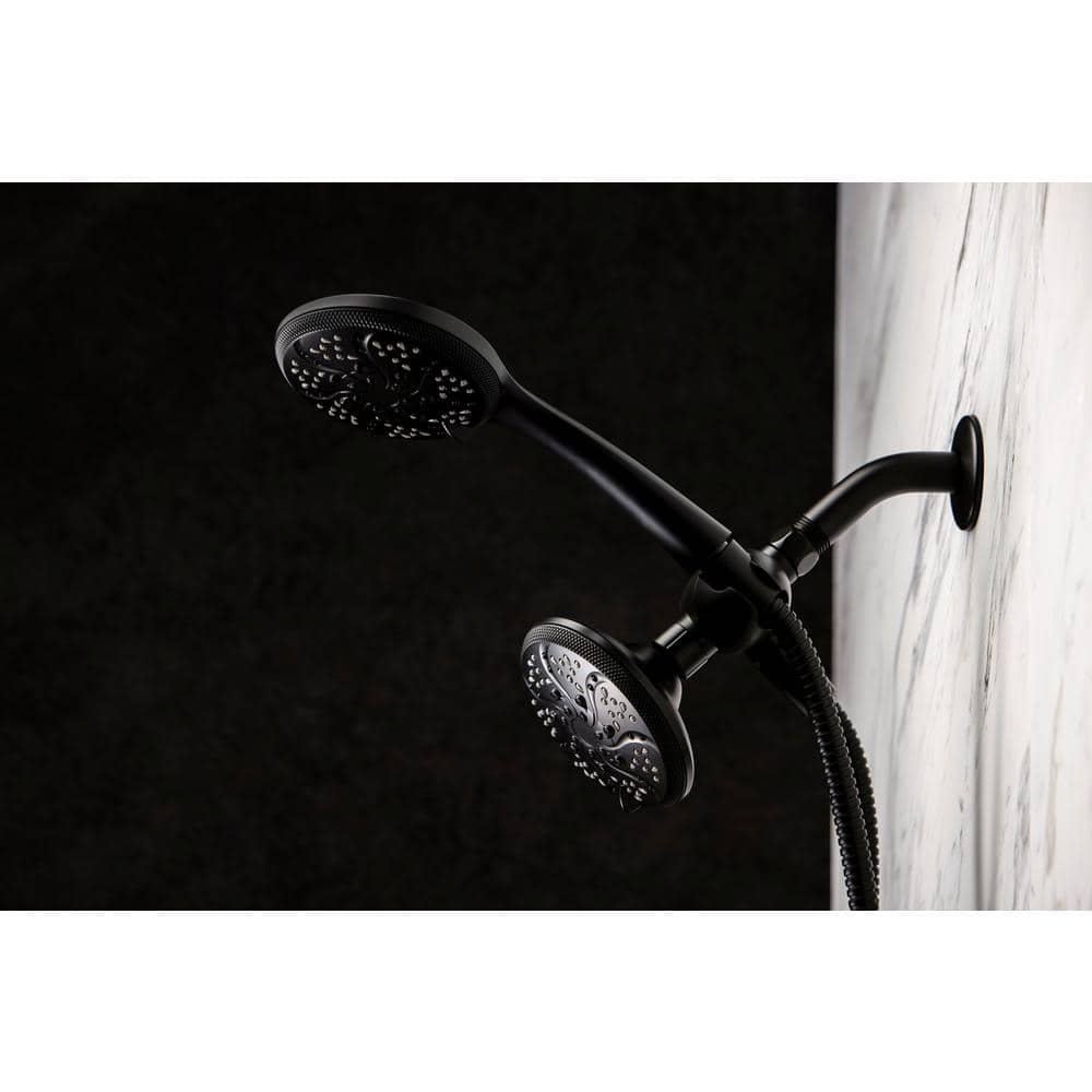 6 -Spray Patterns with 1.8 GPM 4.5 in. Wall Mount Dual Shower Heads in Matte Black - Image 3