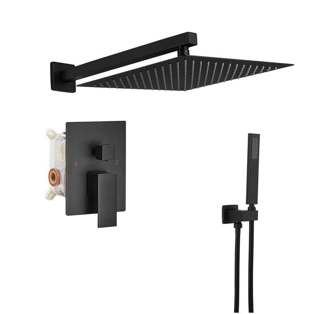 Single Handle 2-Spray Shower Faucet 2.5 Gpm with 180В° Swivel, Adjustable Flow Rate in Matte Black