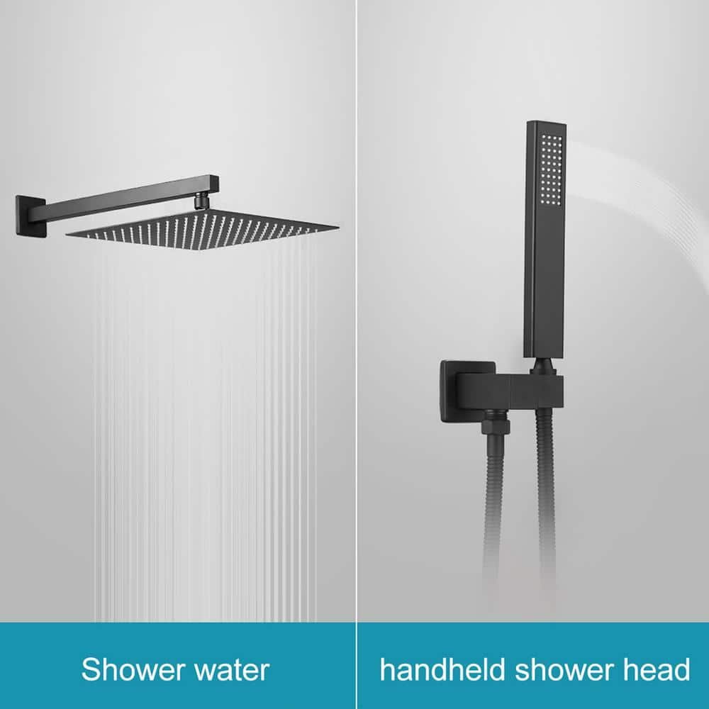 Single Handle 2-Spray Shower Faucet 2.5 Gpm with 180В° Swivel, Adjustable Flow Rate in Matte Black - Image 3