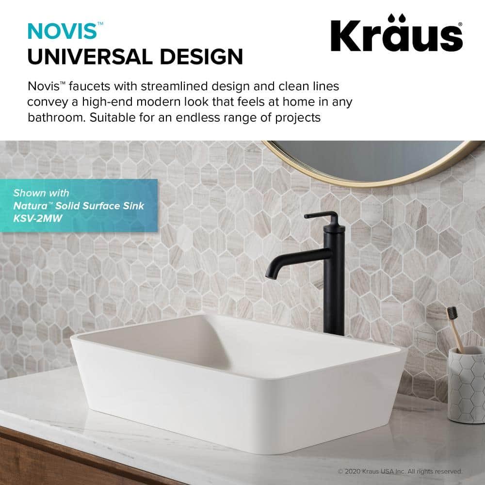 Ramus Single Hole Single-Handle Vessel Bathroom Faucet with Matching Pop-Up Drain in Matte Black (2-Pack) - Image 4