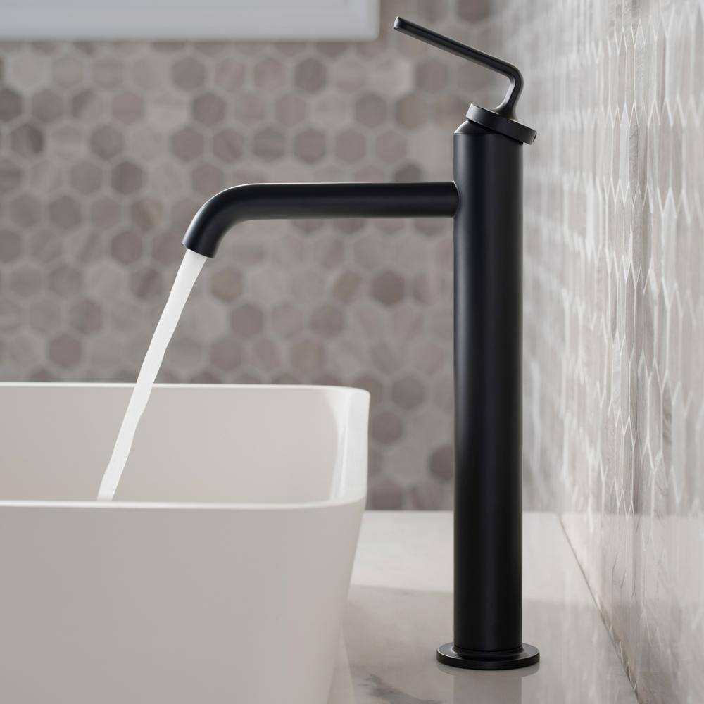 Ramus Single Hole Single-Handle Vessel Bathroom Faucet with Matching Pop-Up Drain in Matte Black (2-Pack) - Image 2