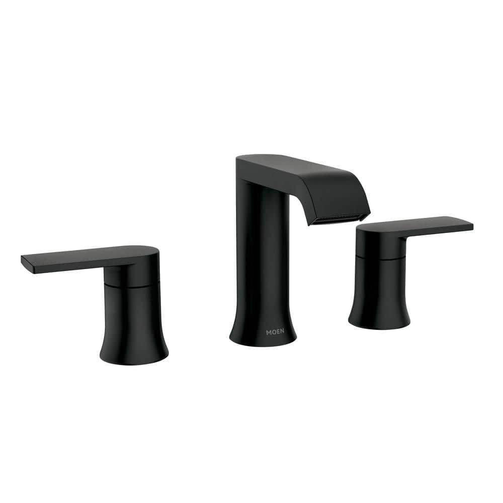 Genta 8 in. Widespread Double Handle Bathroom Faucet in Matte Black(Valve Included)