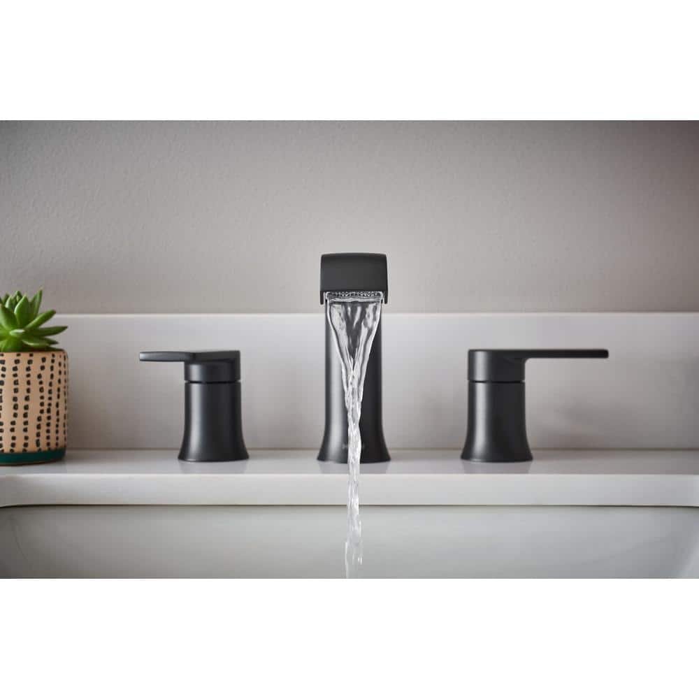 Genta 8 in. Widespread Double Handle Bathroom Faucet in Matte Black(Valve Included) - Image 2