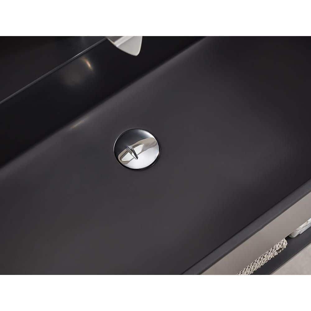 32 in. Wall-Mount Bathroom Solid Surface Vanity with Storage Space in Matte Black - Image 2