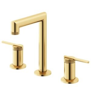 Sterling Two Handle Three-Hole Widespread Bathroom Faucet in Matte Brushed Gold