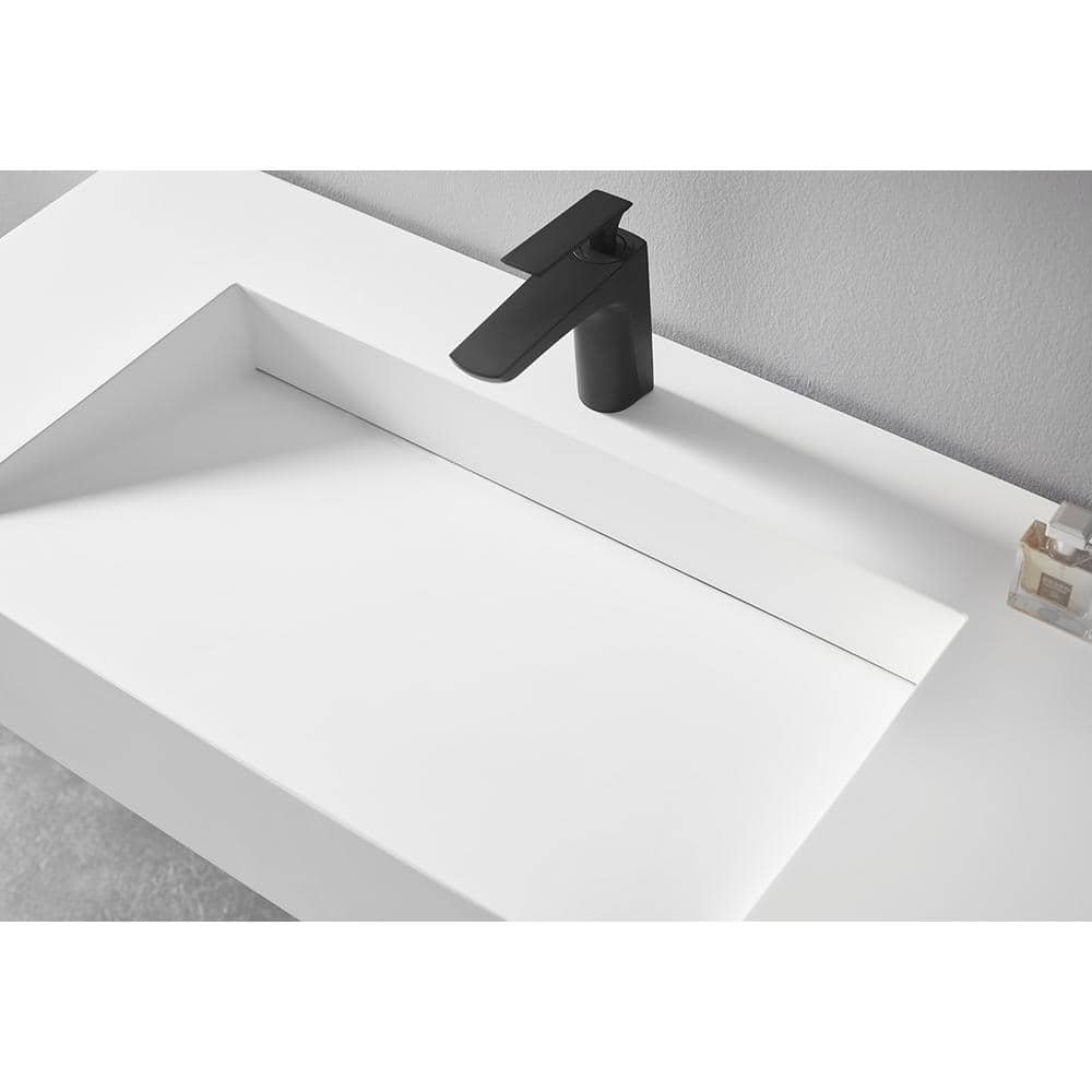 40 in. Wall-Mount or Countertop Bathroom with Wedge Bowl Solid Surface in Matte Gray - Image 2