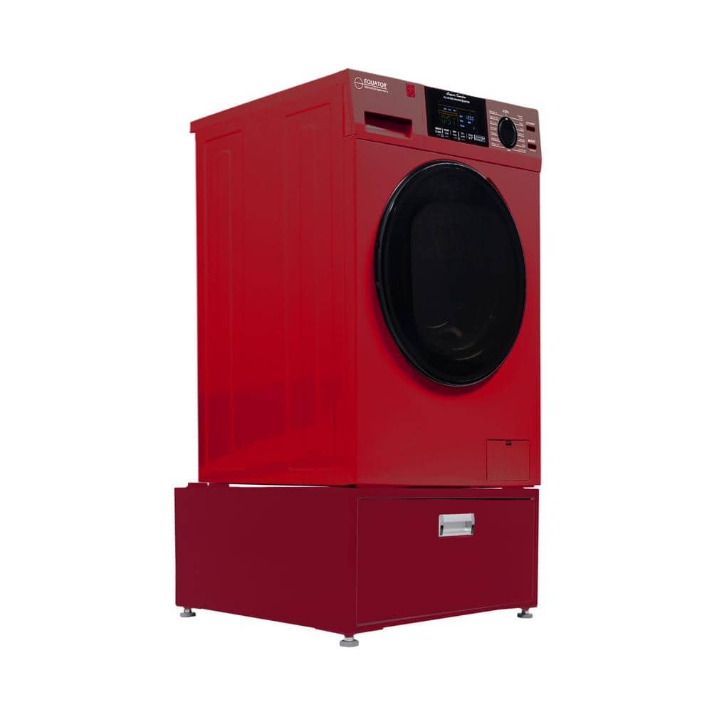 1.62 cu. ft. 110-Volt Vented/Ventless Sani Washer Dryer Combo Pet Cycle Plus Pedestal in Merlot - Image 3
