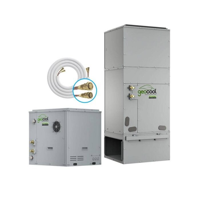 GeoCool Geothermal 48k BTU 4-Ton Vertical Upflow Split Heat Pump System-Left/Right Return-25 ft. Line Set