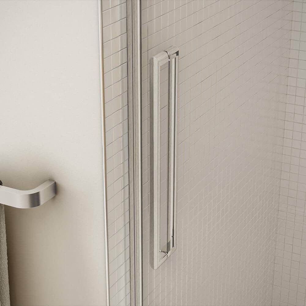 Utile Origin 30 in. x 59.8 in. x 81.4 in. Left Drain Alcove Bath and Shower Kit in Greige with Brushed Nickel Door - Image 3