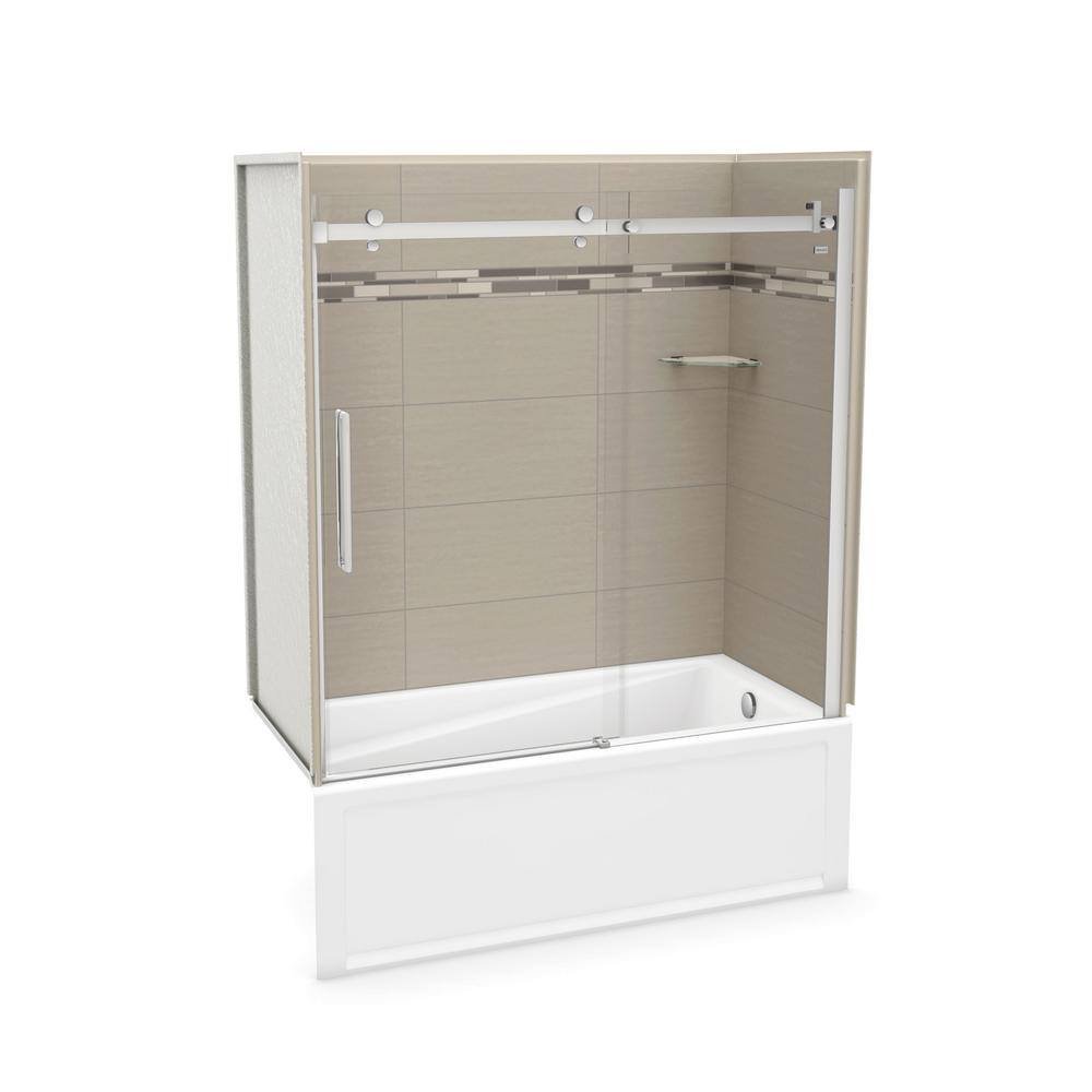Utile Origin 30 in. x 59.8 in. x 81.4 in. Right Drain Alcove Bath and Shower Kit in Greige with Chrome Door - Image 2