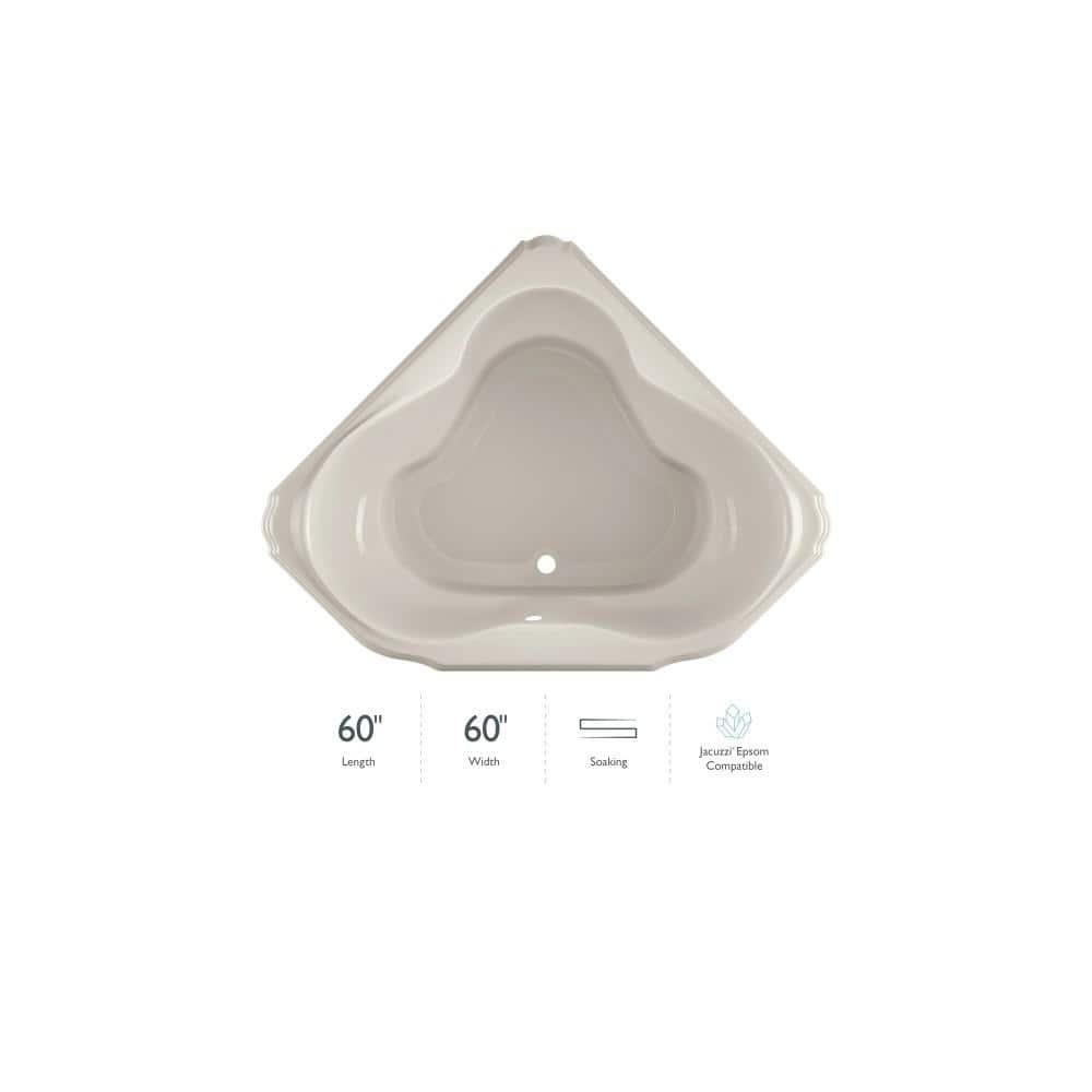Marineo 60 in. x 60 in. Neo Angle Soaking Bathtub with Center Drain in Oyster - Image 2