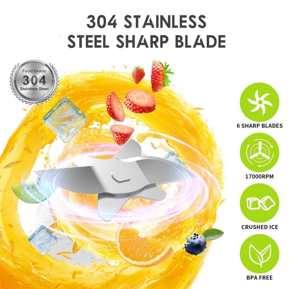 5W 20 oz. Stainless Steel Masticating Juicer with Ice Machine, Cordless Electric, Rechargeable, BPA Free, in Pink - Image 3