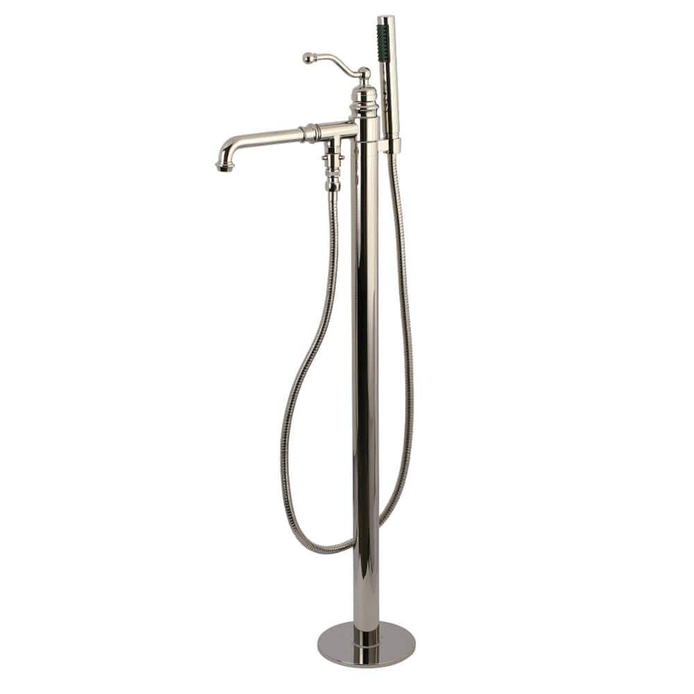 Country Single-Handle Claw Foot Freestanding Tub Faucet with Hand Shower in Polished Nickel