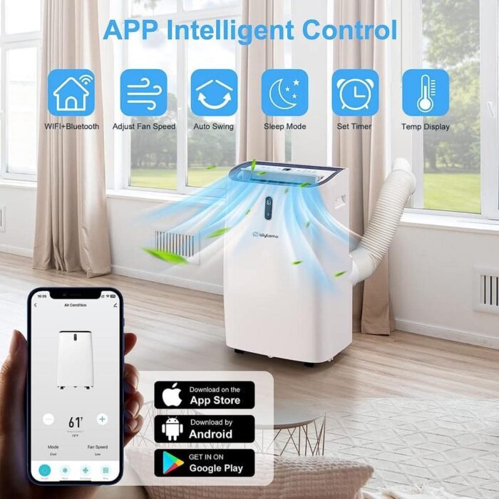 14,000 BTU Portable Air Conditioner Cools 750 Sq. Ft. with Heater, Dehumidifier and Remote in White - Image 3