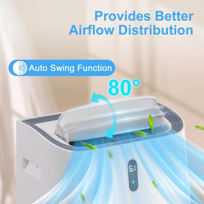 14,000 BTU Portable Air Conditioner Cools 700 sq. ft. with Heater and Dehumidifier with Wi-Fi, Auto Swing in White - Image 4