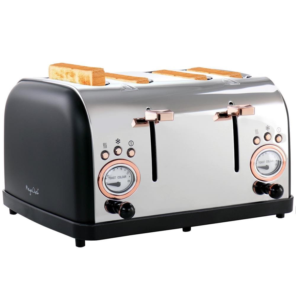 4-Slice Wide Slot Toaster With Variable Browning in Black and Rose Gold