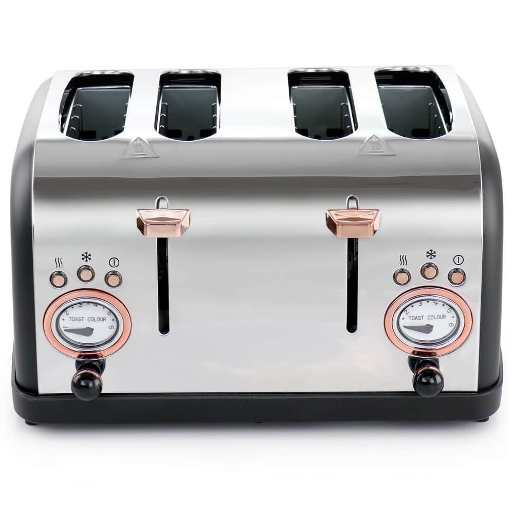 4-Slice Wide Slot Toaster With Variable Browning in Black and Rose Gold - Image 3