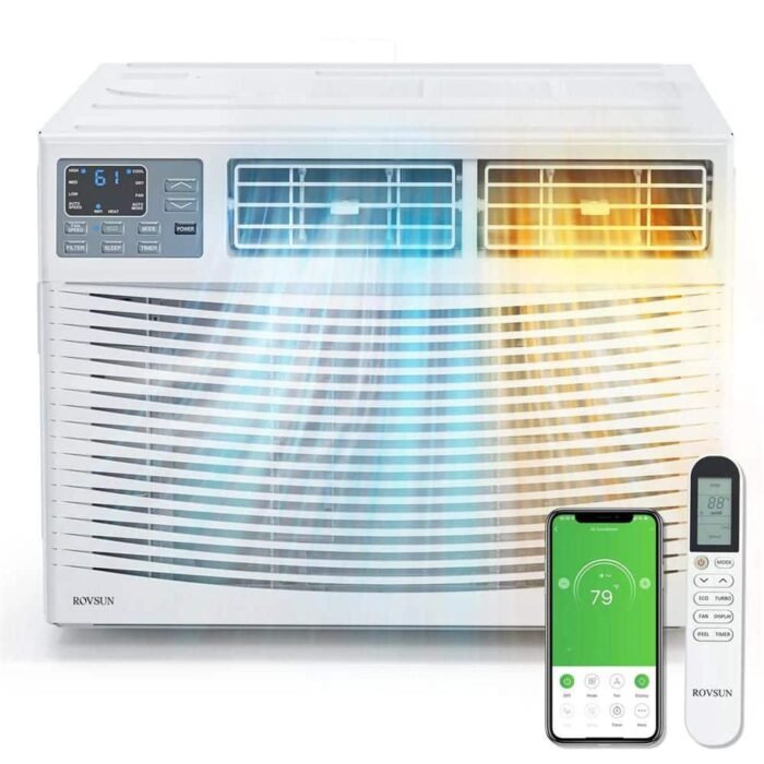 18,000 BTU (DOE) 230 Volts WIFI Window Air Conditioner 1000 sq. ft. with Heater in White