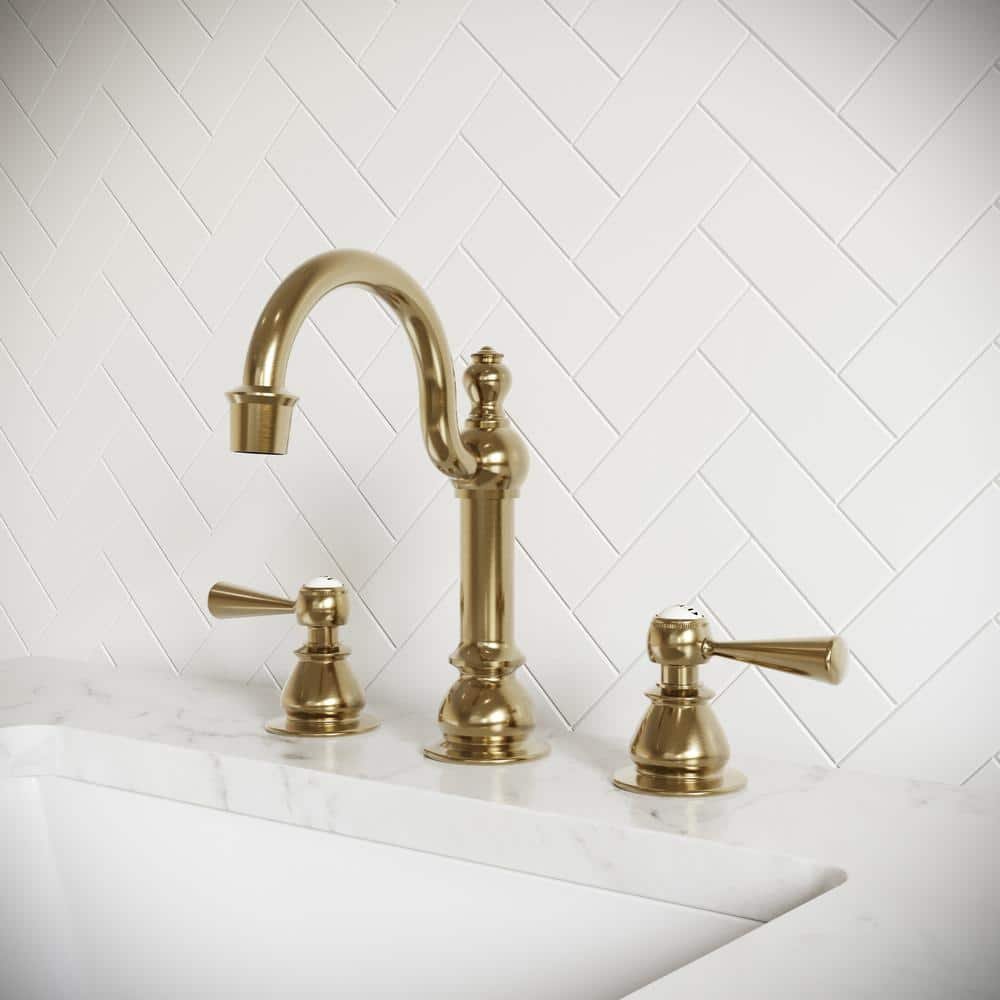 8 in. Adjustable Widespread 2-Handle High Arc Lavatory Faucet in Satin Brass - Image 3