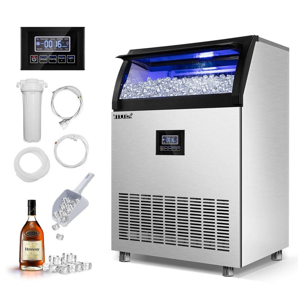 24 in. 320 lbs./24H Ice Maker Freestanding 10000 Plus Full Size Ice Cubes per day with Blue LEDs in Stainless Steel - Image 2