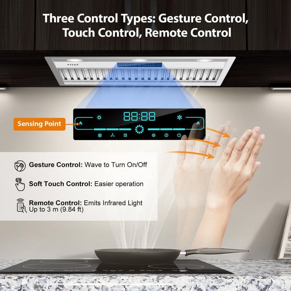 30" 900 CFM Convertible Ductless to Ducted Insert Range Hood in Stainless Steel with Charcoal Filter and Exhaust Pipe - Image 3