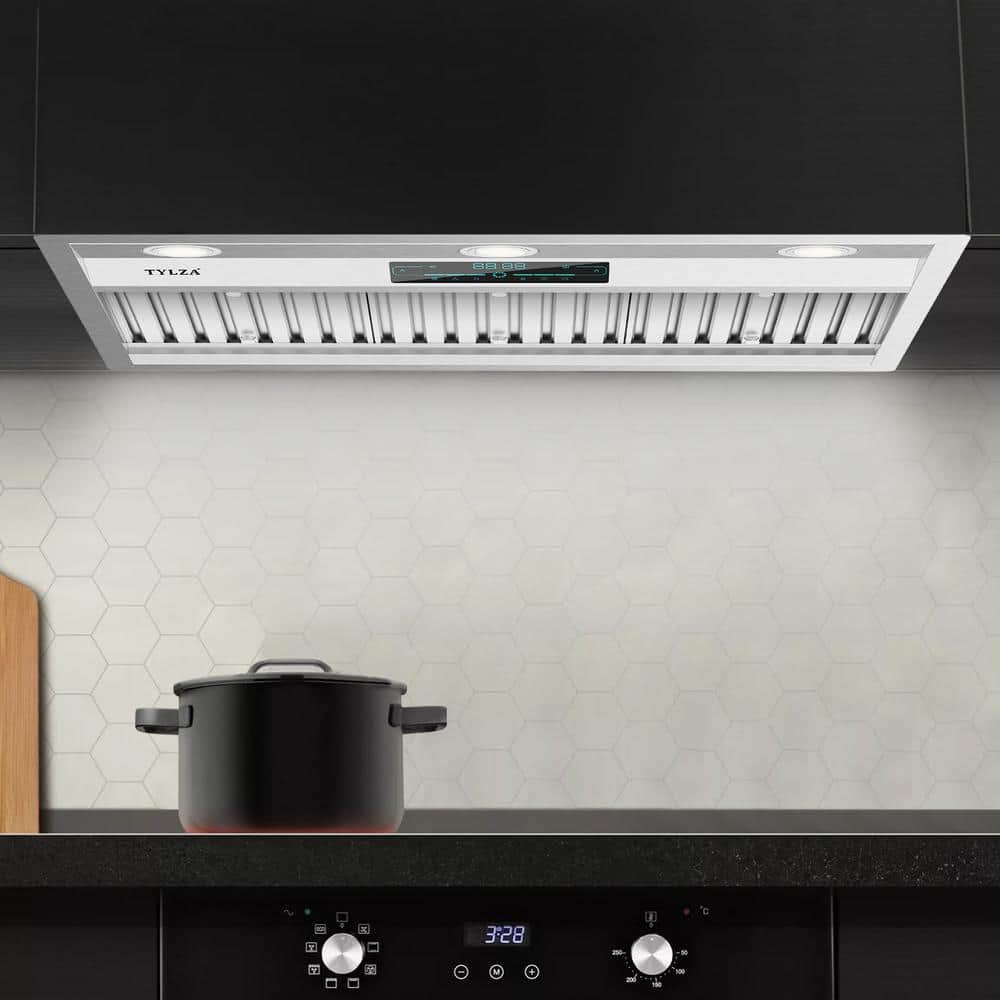 30" 900 CFM Convertible Ductless to Ducted Insert Range Hood in Stainless Steel with Charcoal Filter and Exhaust Pipe - Image 2