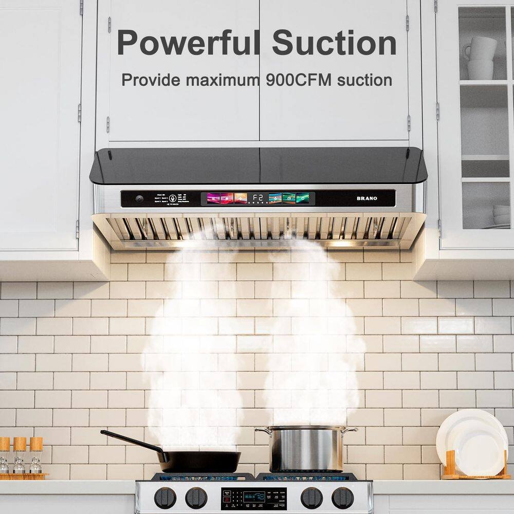 30 in. Under Cabinet Convertible Stainless Steel Range Hood 900 CFM in Silver with Memory Mode, Lights, Baffle Filters - Image 3