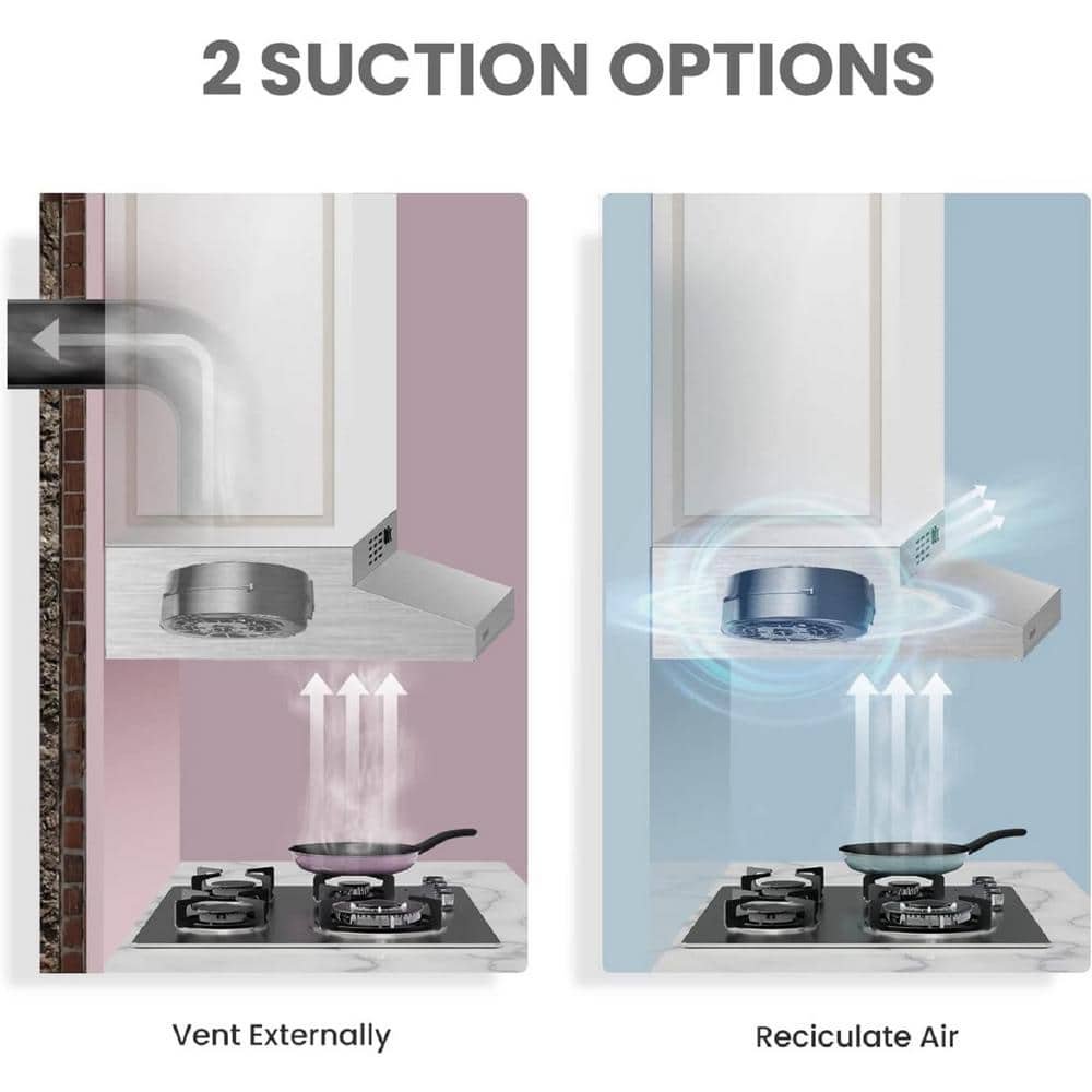 30 in Under Cabinet Ducted/Ductless Convertible Range Hood in Stainless Steel Reusable Filter, 3 Speed Fan, 2 LED Lights - Image 2