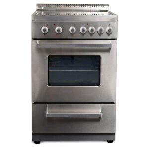 24 in. Smooth Top 4-Burner Electric Range with Air Fry Function-Stainless