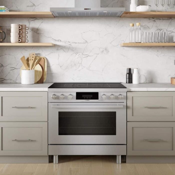 800 Series 36 in. 3.7 cu ft. 5 Burner Slide-In Industrial Style Induction Range w/ Convection Pro in Stainless Steel - Image 4