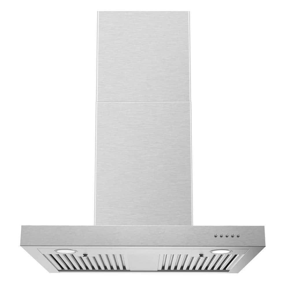 30 in. 900 CFM Ducted Wall Mount Range Hood in Stainless Steel With T-Shape, ‎Button Control, LED Light, Baffle Filter