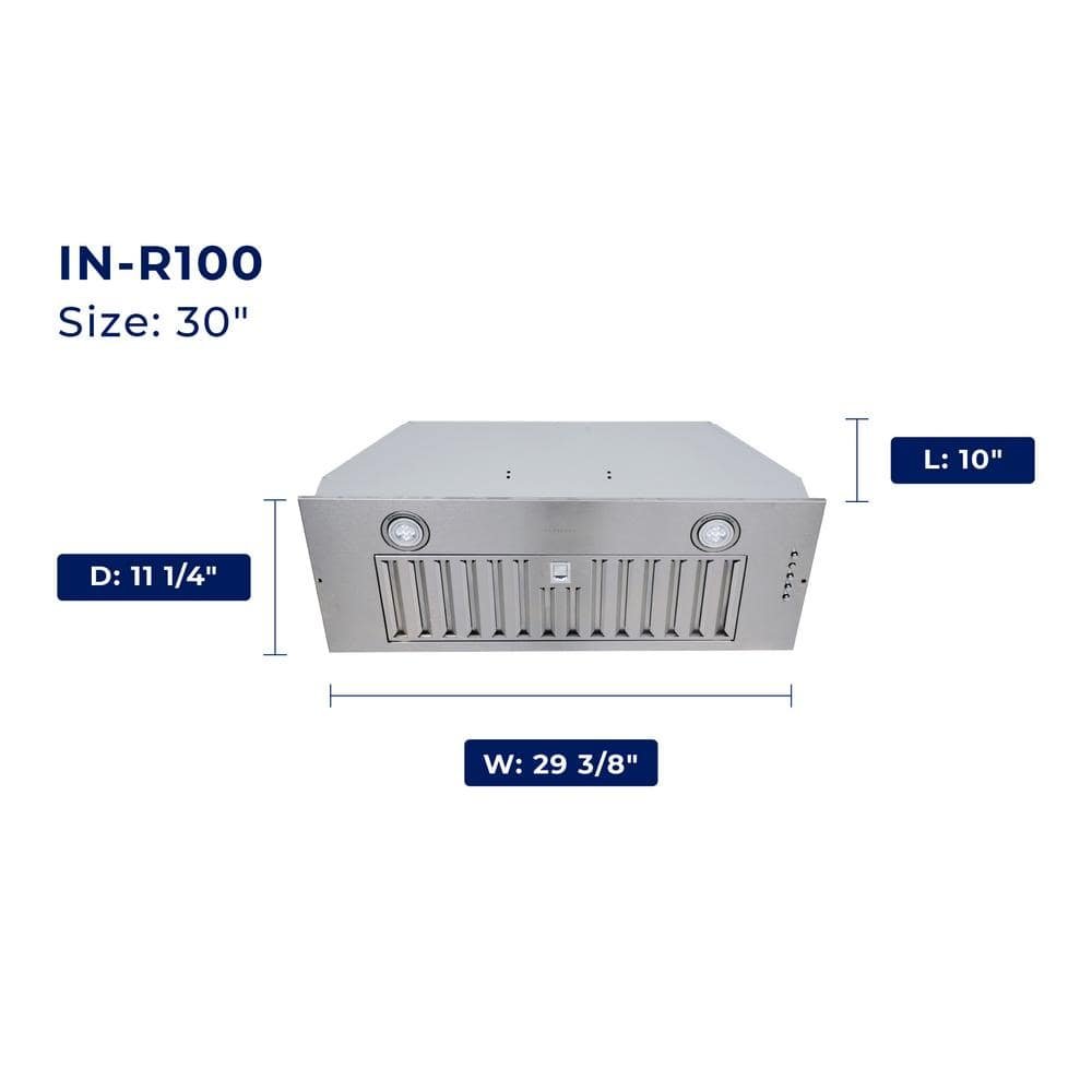 30 in. Convertible Insert Range Hood with Changeable LED Powerful Suction Baffle Filter in Stainless Steel - Image 3