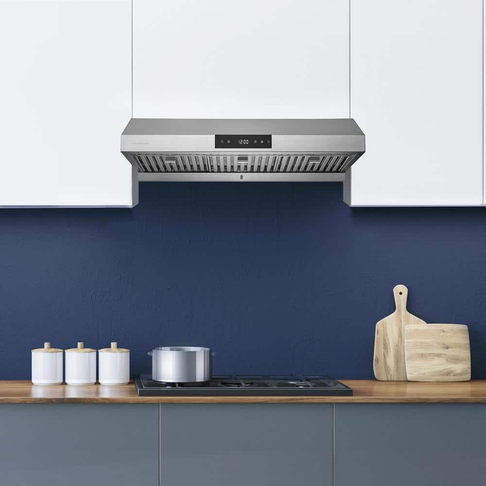 36 in. Ducted Under Cabinet Range Hood with 3-Way Venting Changeable LED Powerful Suction in Stainless Steel - Image 2