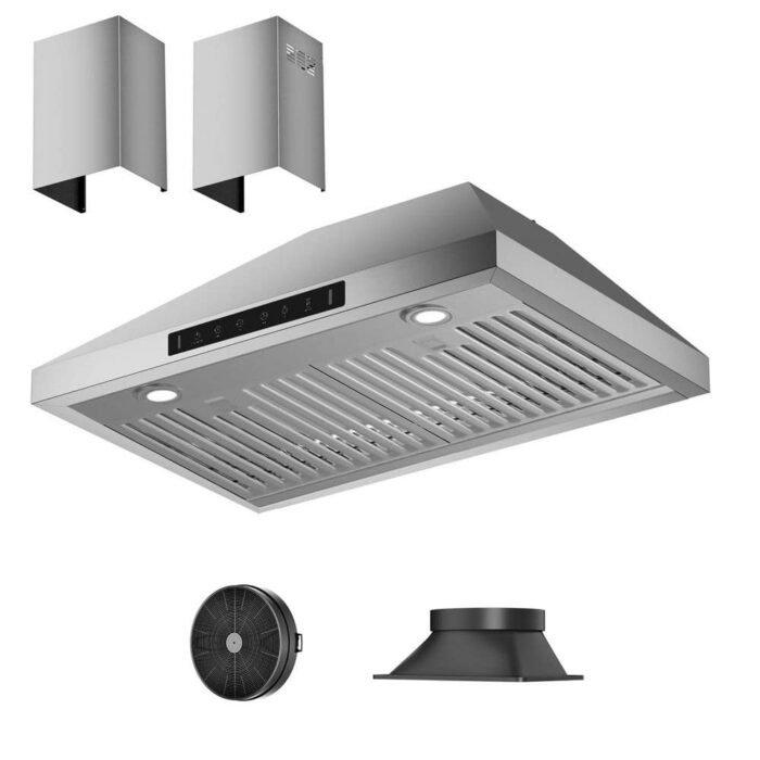 30 in. 900 CFM Convertible Wall Mount Range Hood in Stainless Steel with Gesture/Touch ControlВ and Light in Low Noise