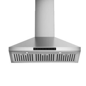 36 in. 900 CFM Ducted Wall Mount Range Hood in Stainless Steel with Baffle Filters and 2-Bright LED Lights
