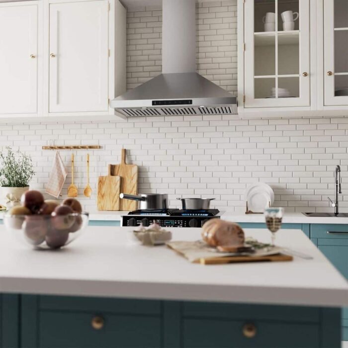 36 in. 900 CFM Ducted Wall Mount Range Hood in Stainless Steel with Baffle Filters and 2-Bright LED Lights - Image 2
