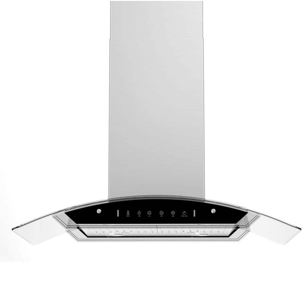 30 in. 900 CFM Island Mount wih LED Light and Glass Panel Range Hood in Stainless Steel
