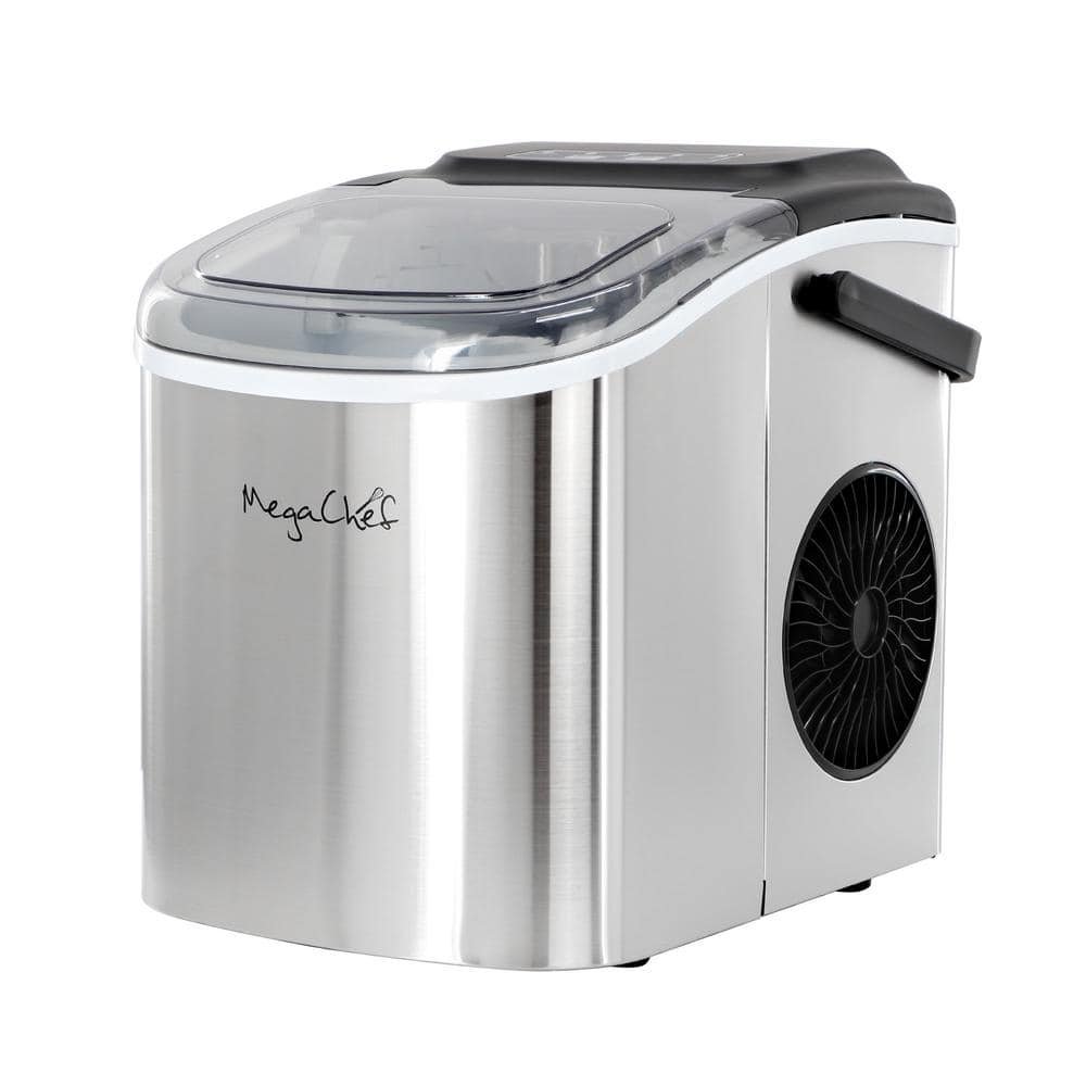 26 Pound 11.57 in. Countertop Bullet Ice Maker with Basket and Scooper in Stainless Steel