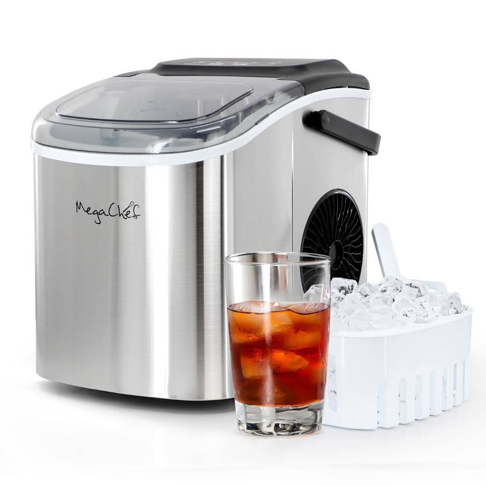 26 Pound 11.57 in. Countertop Bullet Ice Maker with Basket and Scooper in Stainless Steel - Image 2