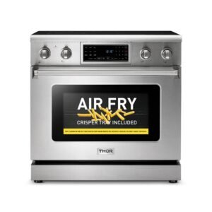 Tilt Panel 36 in. 5 Elements Freestanding Electric Range with Self-Cleaning Air Fry Convection Oven in Stainless Steel