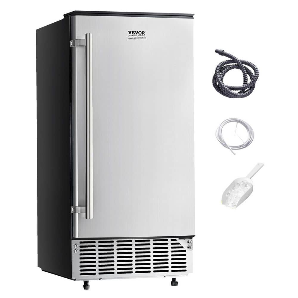 Undercounter Ice Maker, 80 lb./Day Built-in Freestanding 14.9 in. W Full Size Cubes Reversible Door Stainless Steel