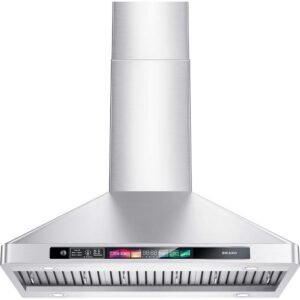 35.7 in. 900 CFM Convertible Wall Mounted 30 in. Range Hood in Stainless Steel with Voice/Gesture/Touch Control