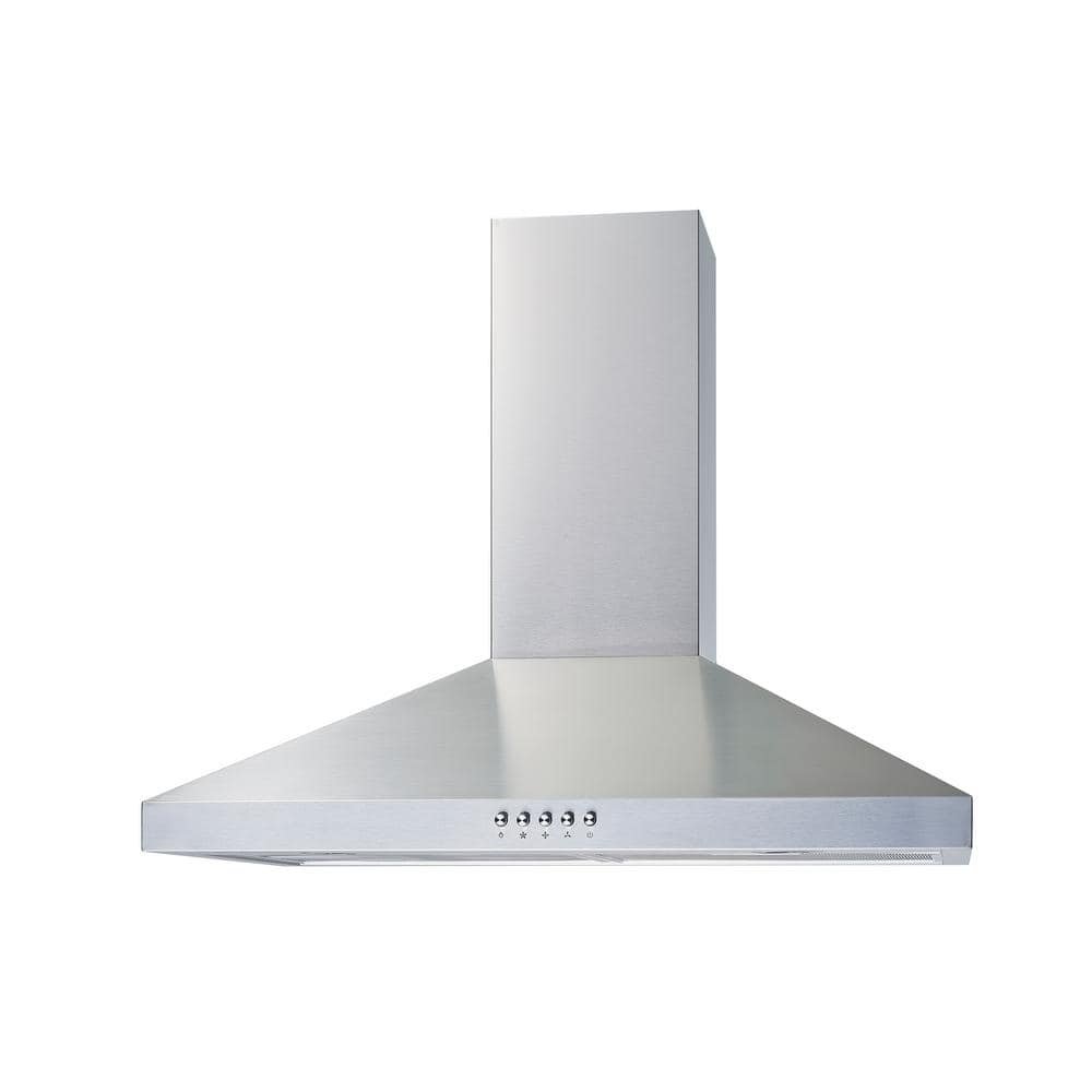 30 in. 300 CFM Convertible Wall Mount Range Hood in Stainless Steel with Mesh Filters, Charcoal Filters and Push Button - Image 3