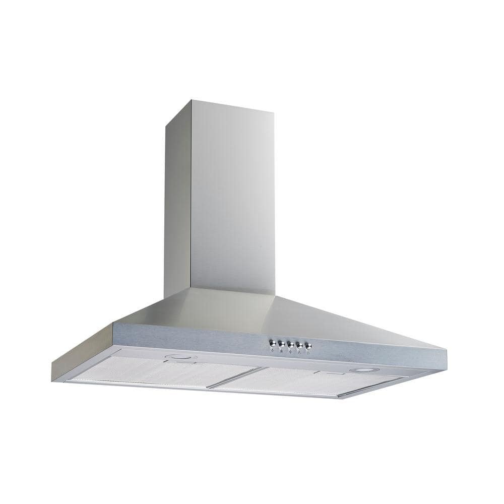 30 in. 300 CFM Convertible Wall Mount Range Hood in Stainless Steel with Mesh Filters, Charcoal Filters and Push Button - Image 4
