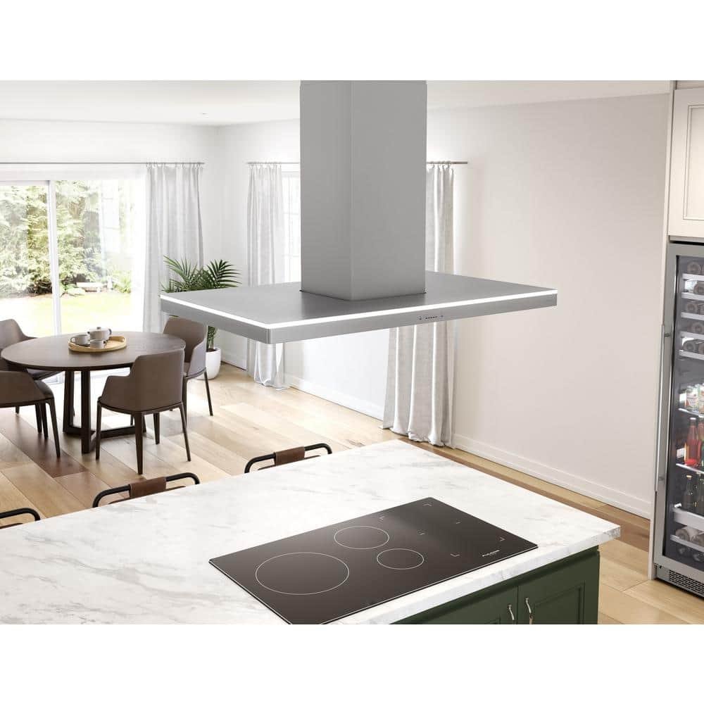 Luce 36 in. 600 CFM Convertible Island Mount Range Hood with LED Light in Stainless Steel - Image 2