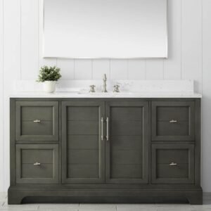 Chambery 60 in. W x 22 in. D x 34.5 in. H Bathroom Vanity in Silver Grey with Engineered Marble Top