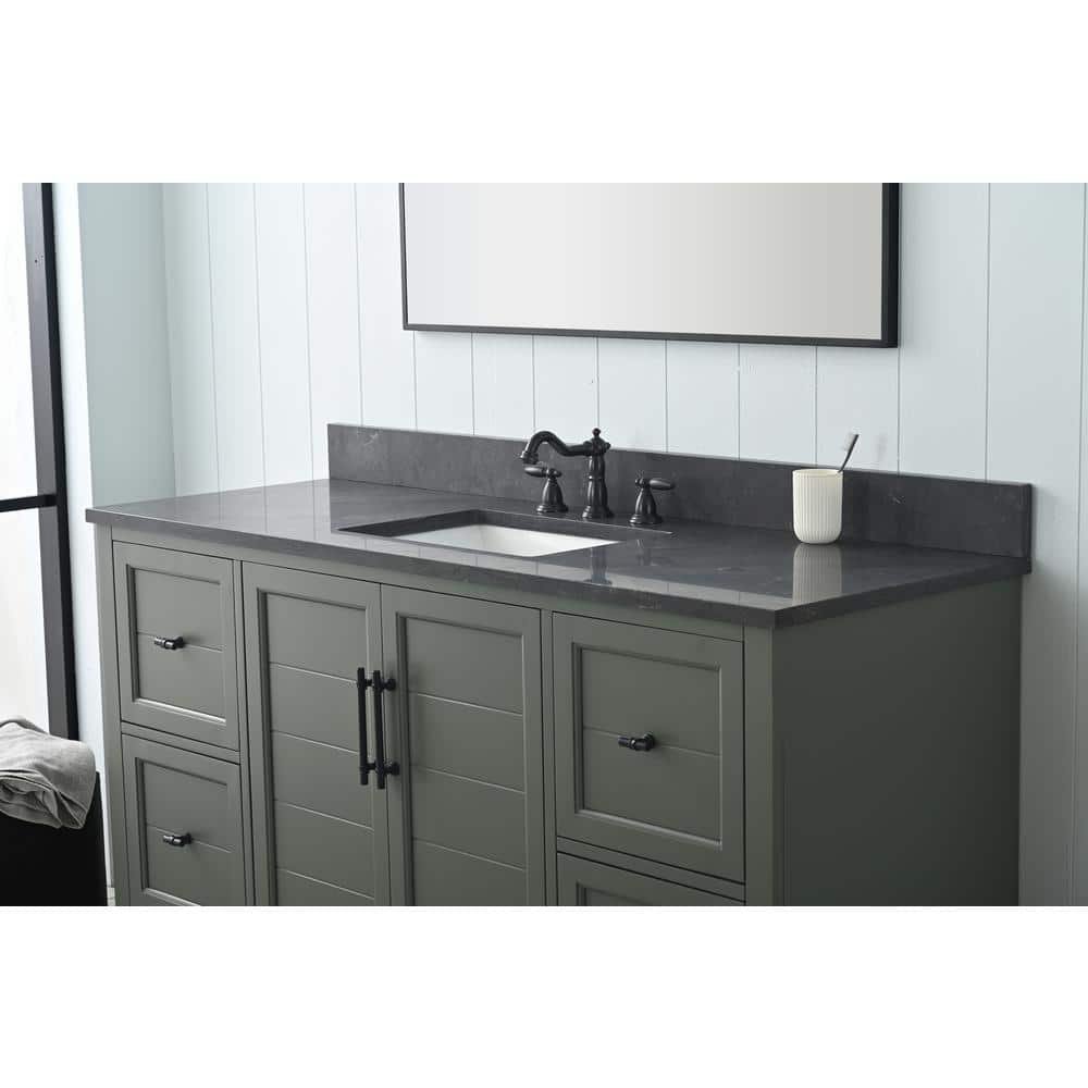 Laval 60 in. W x 22 in. D x 34 in. H Single Sink Freestanding Bathroom Vanity in Vintage Green with Stone Top in Black - Image 2