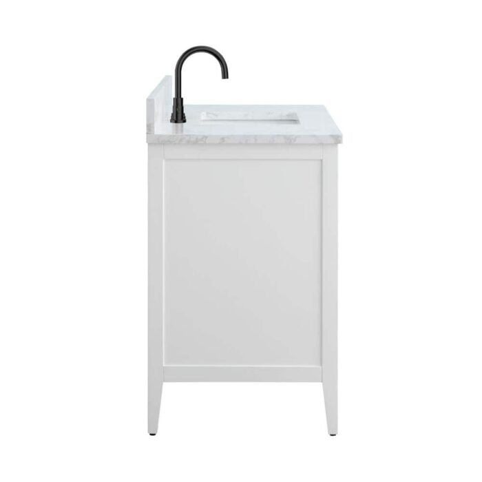 48 in. W x 22 in. D x 34 in. H Single Sink Bathroom Vanity Cabinet in White with Engineered Marble Top - Image 2