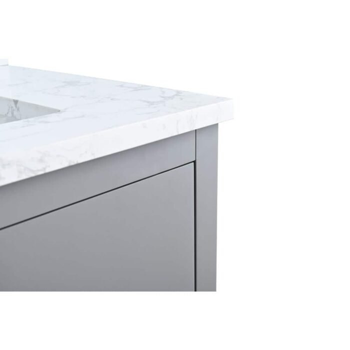 60 in. W x 22 in. D x 34 in. H Double Sink Bathroom Vanity Cabinet in Cashmere Gray with Engineered Marble Top in White - Image 3